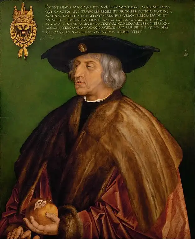 Maximilian I, Holy Roman Emperor | Portrait by Albrecht Dürer, 1519 CE