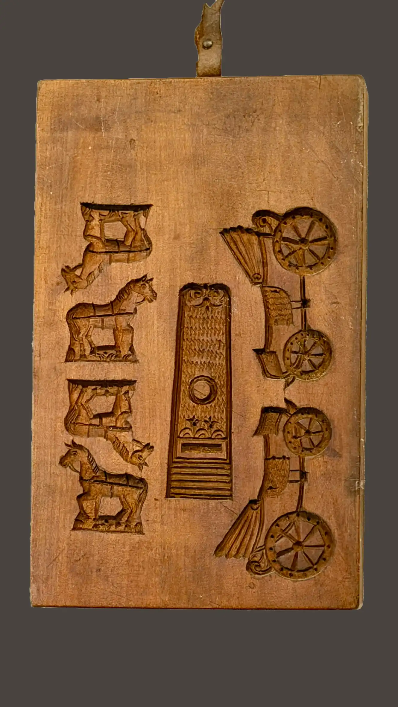 Wooden mould with multiple carved motifs