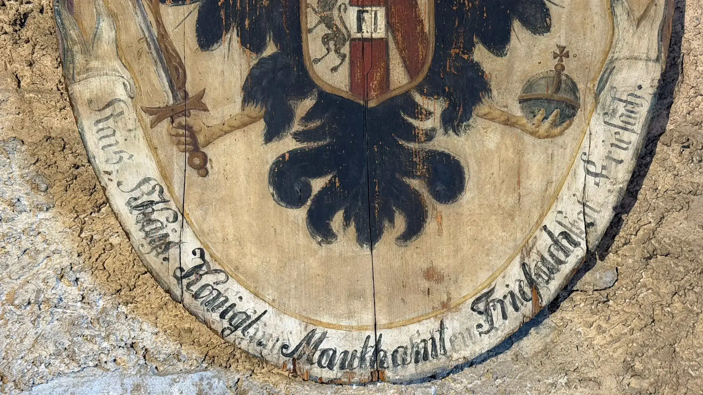 The inscription identifies the sign as the Imperial-Royal Toll Office in Friesach.